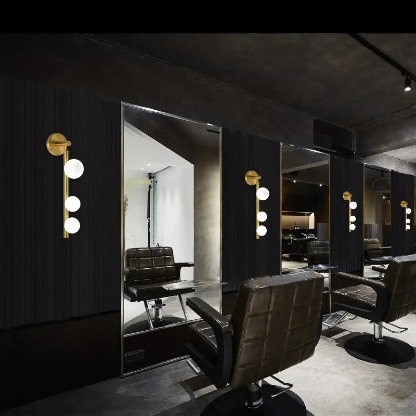 Applique murale LED dorée à 3 lumières en pierre et métal — vue 2