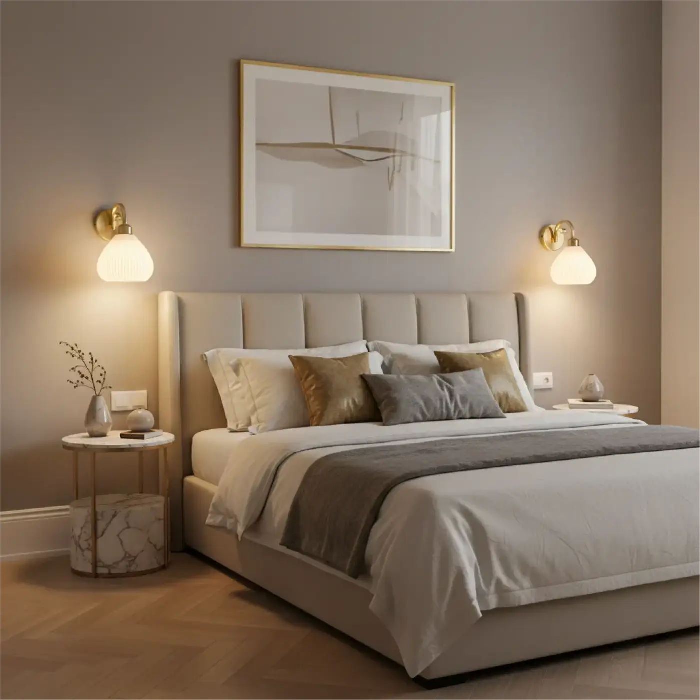 Applique murale LED dorée en métal et céramique vintage — vue 1