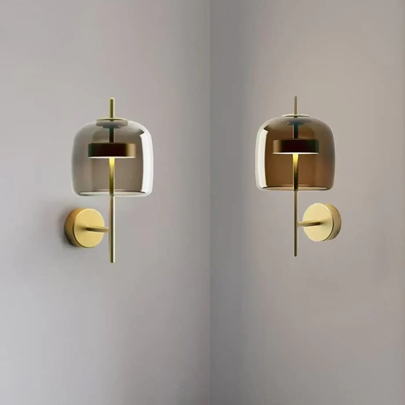 Applique murale LED dorée en métal et verre grand format — vue 2