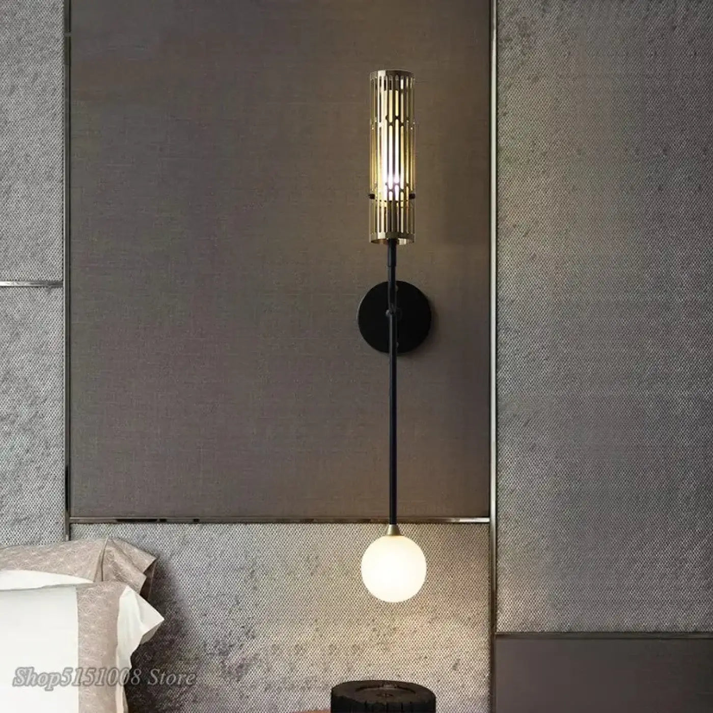 Applique murale LED dorée en métal vintage pour chambre — vue 1