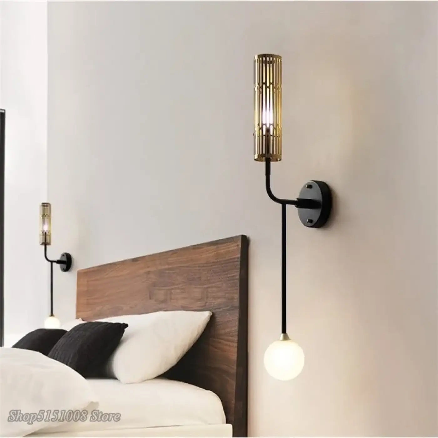 Applique murale LED dorée en métal vintage pour chambre — vue 2