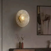 Applique murale LED dorée en verre style soleil — vue 3