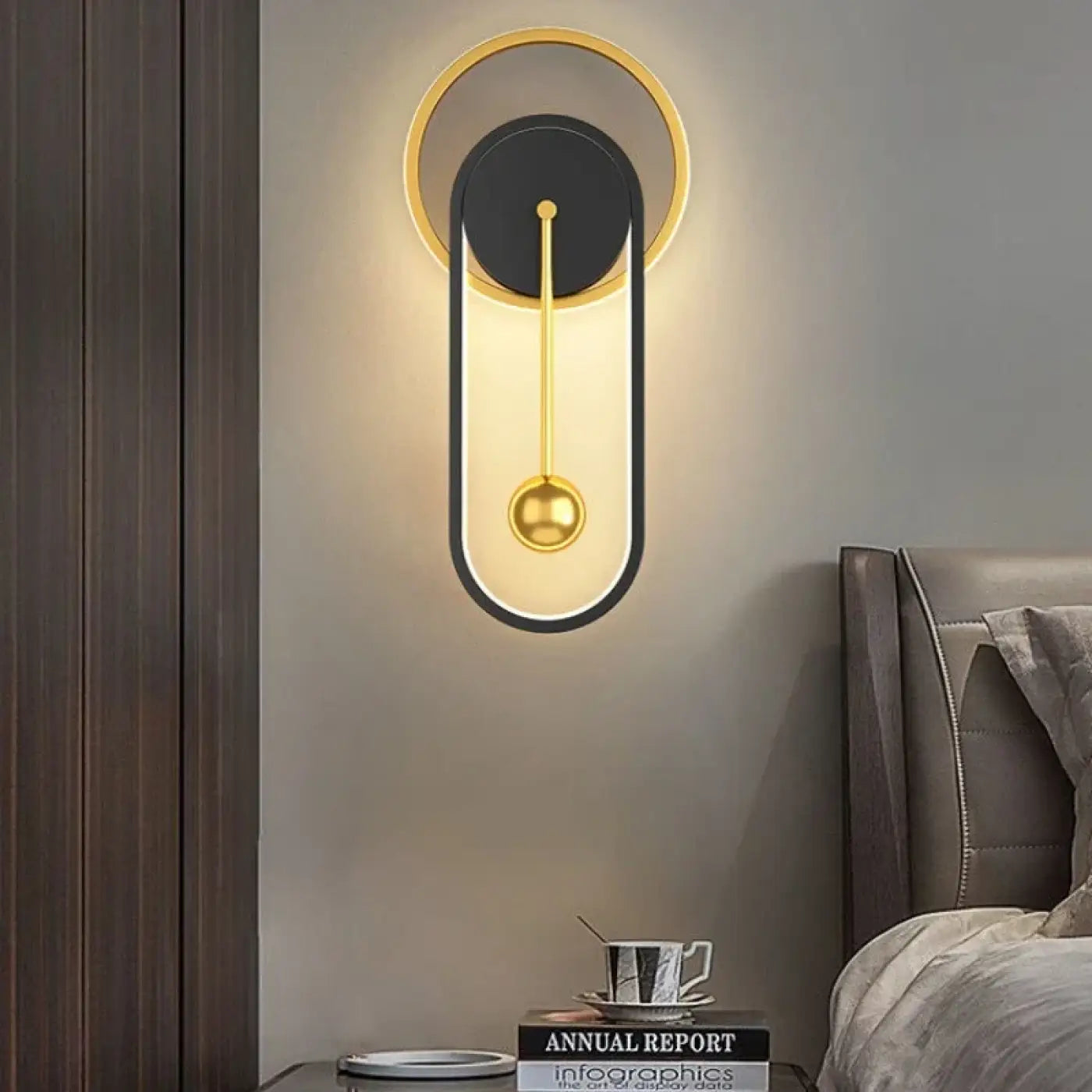 Applique murale LED dorée et noire à deux éclairages — vue 1