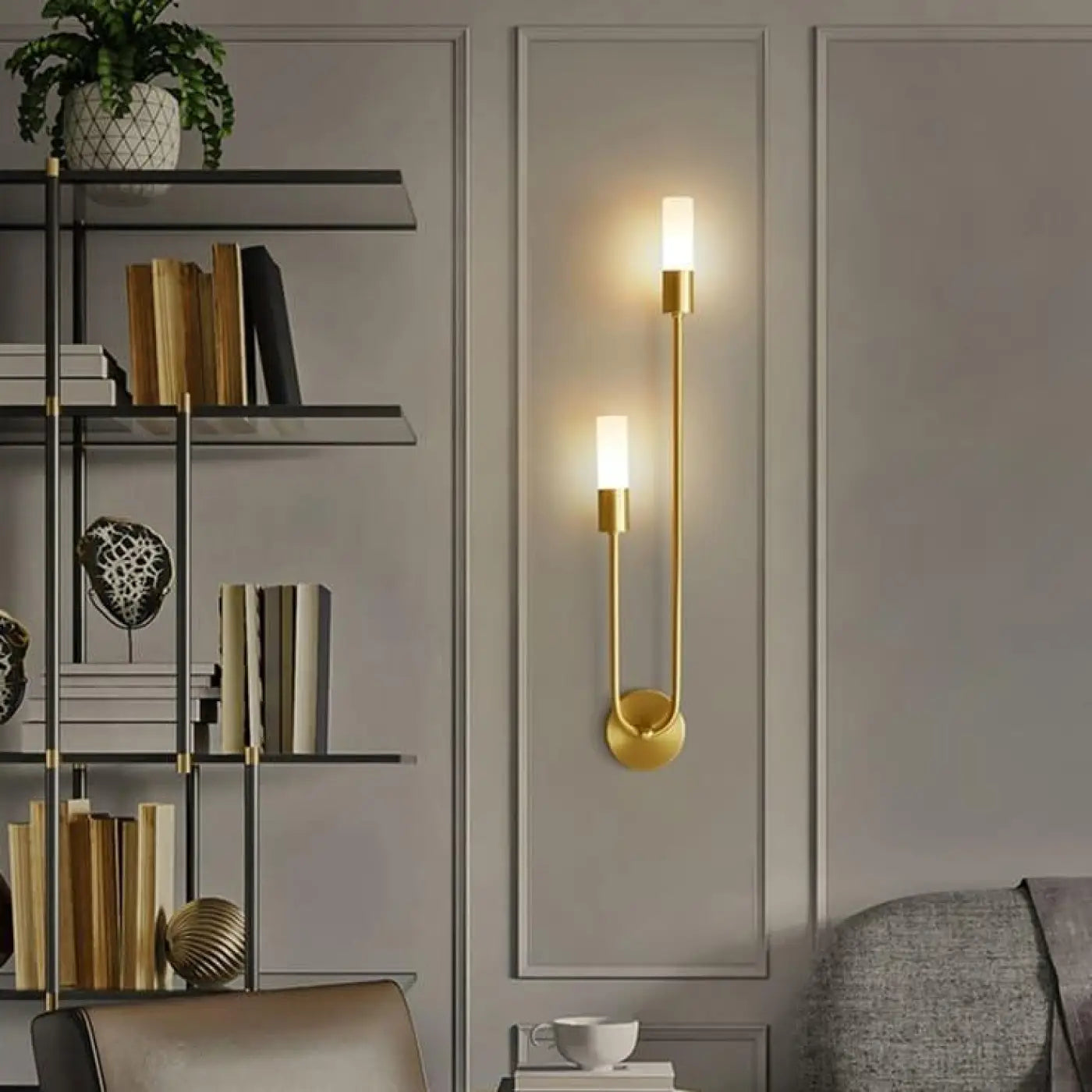 Applique murale LED dorée et noire en acrylique 56 cm — vue 1