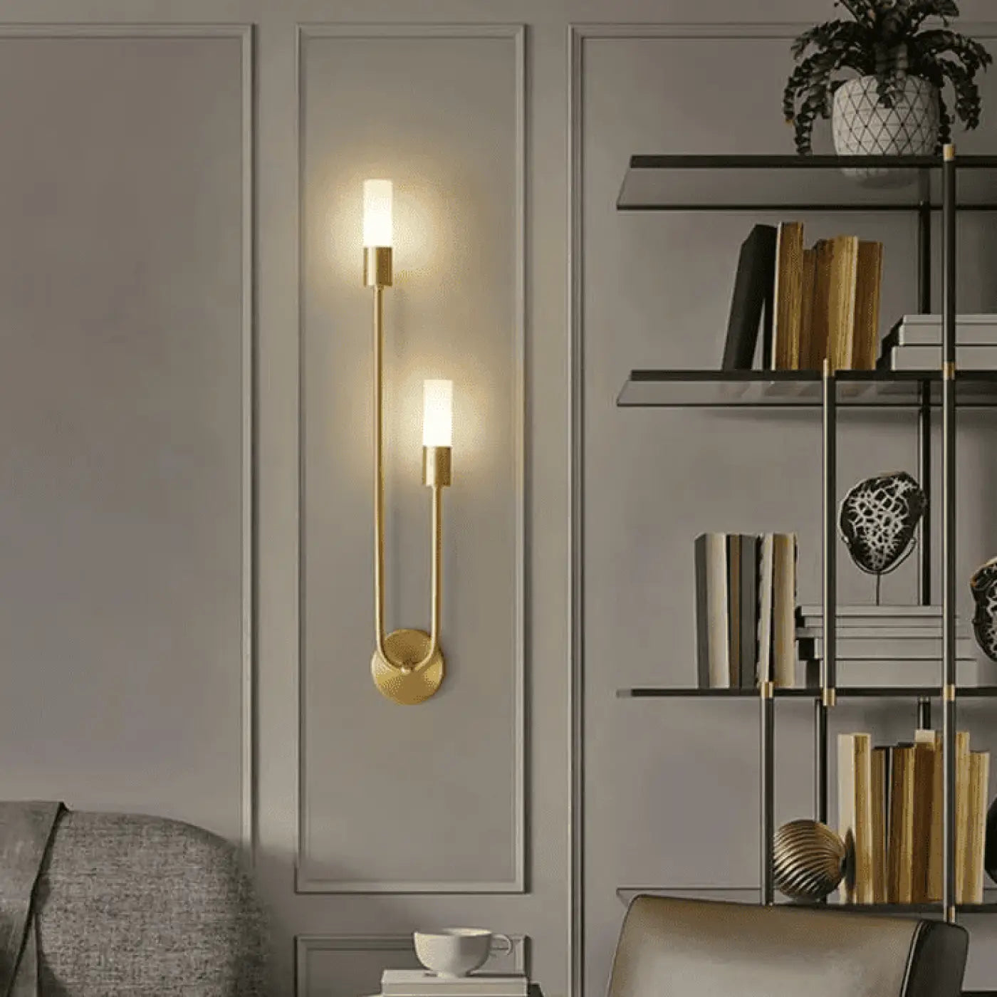 Applique murale LED dorée et noire en acrylique 56 cm — vue 3