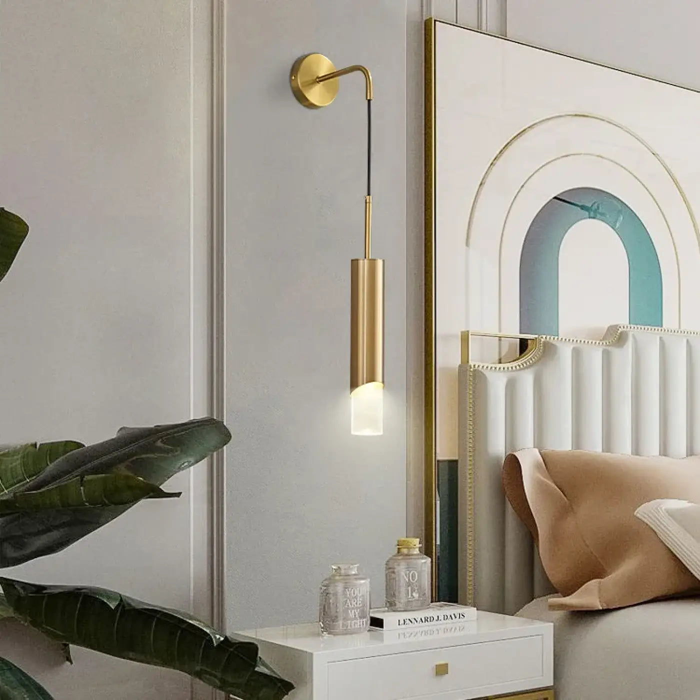 Applique murale LED dorée et noire tube suspendu — vue 3