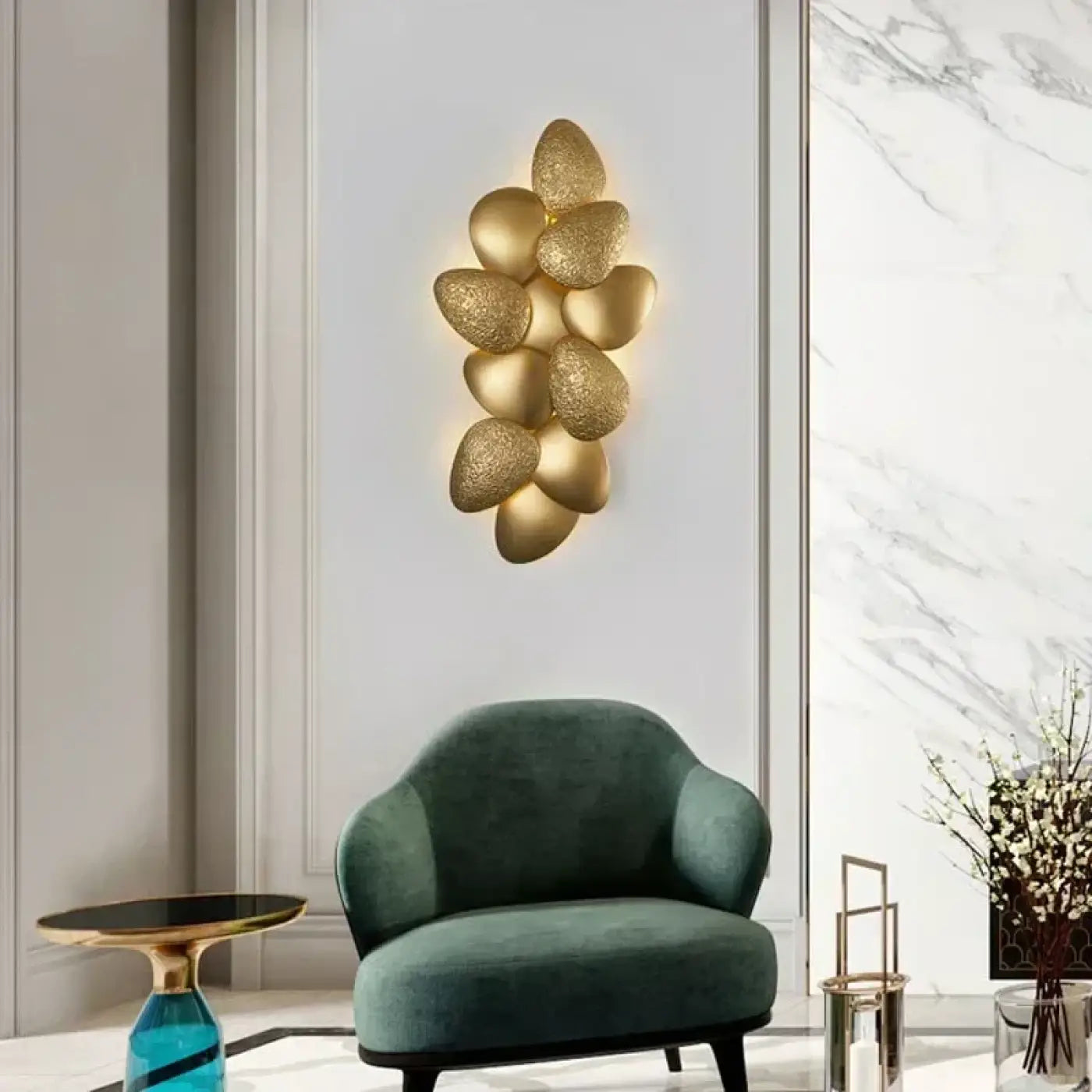 Applique murale LED dorée feuilles style Art Déco — vue 4