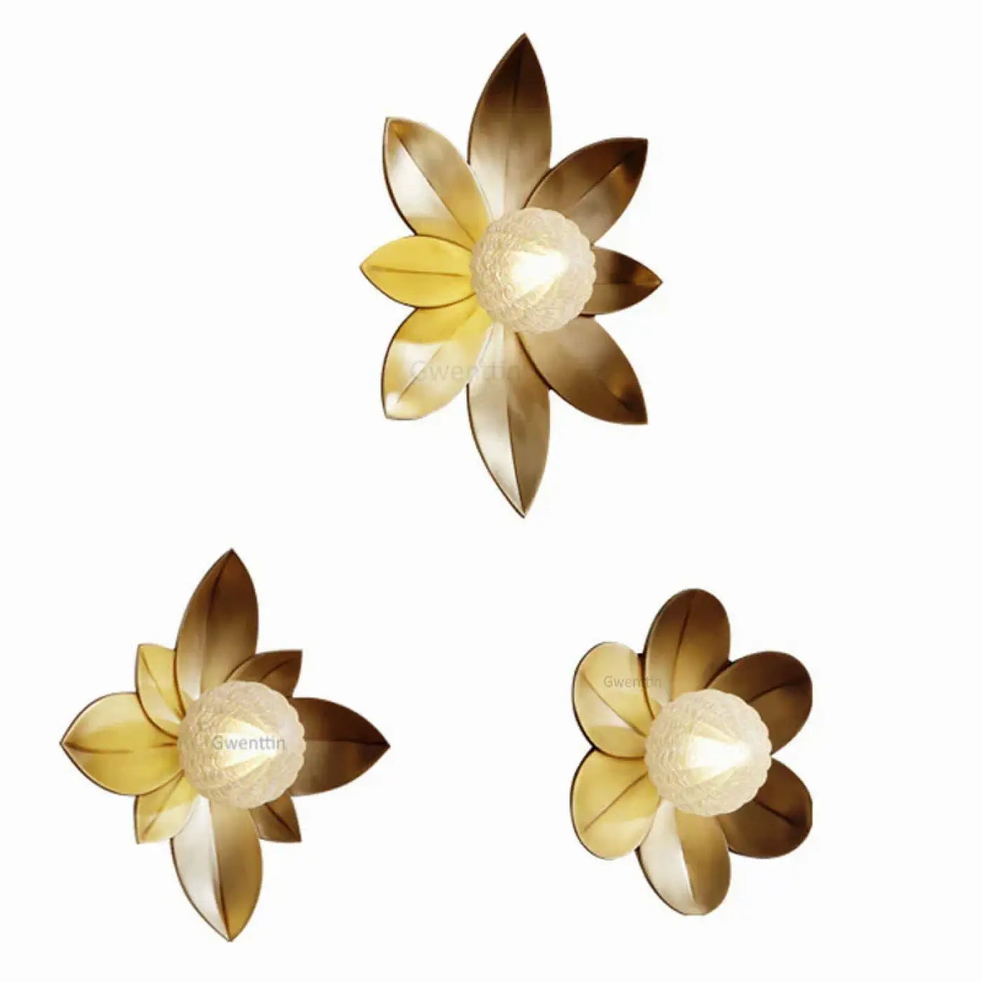 Applique murale LED dorée fleur en métal et verre — vue 5