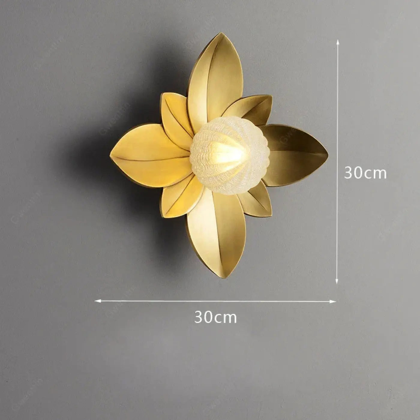 Applique murale LED dorée fleur en métal et verre — vue 6