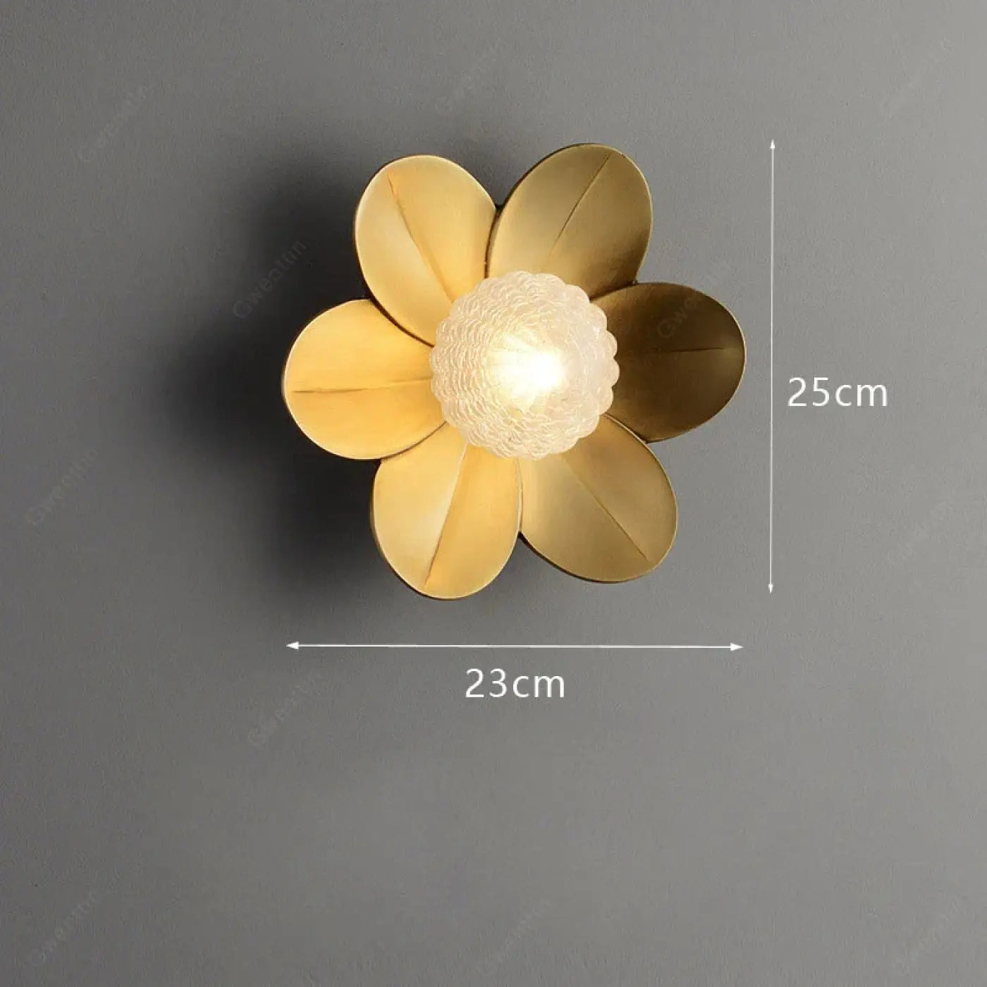 Applique murale LED dorée fleur en métal et verre — vue 7