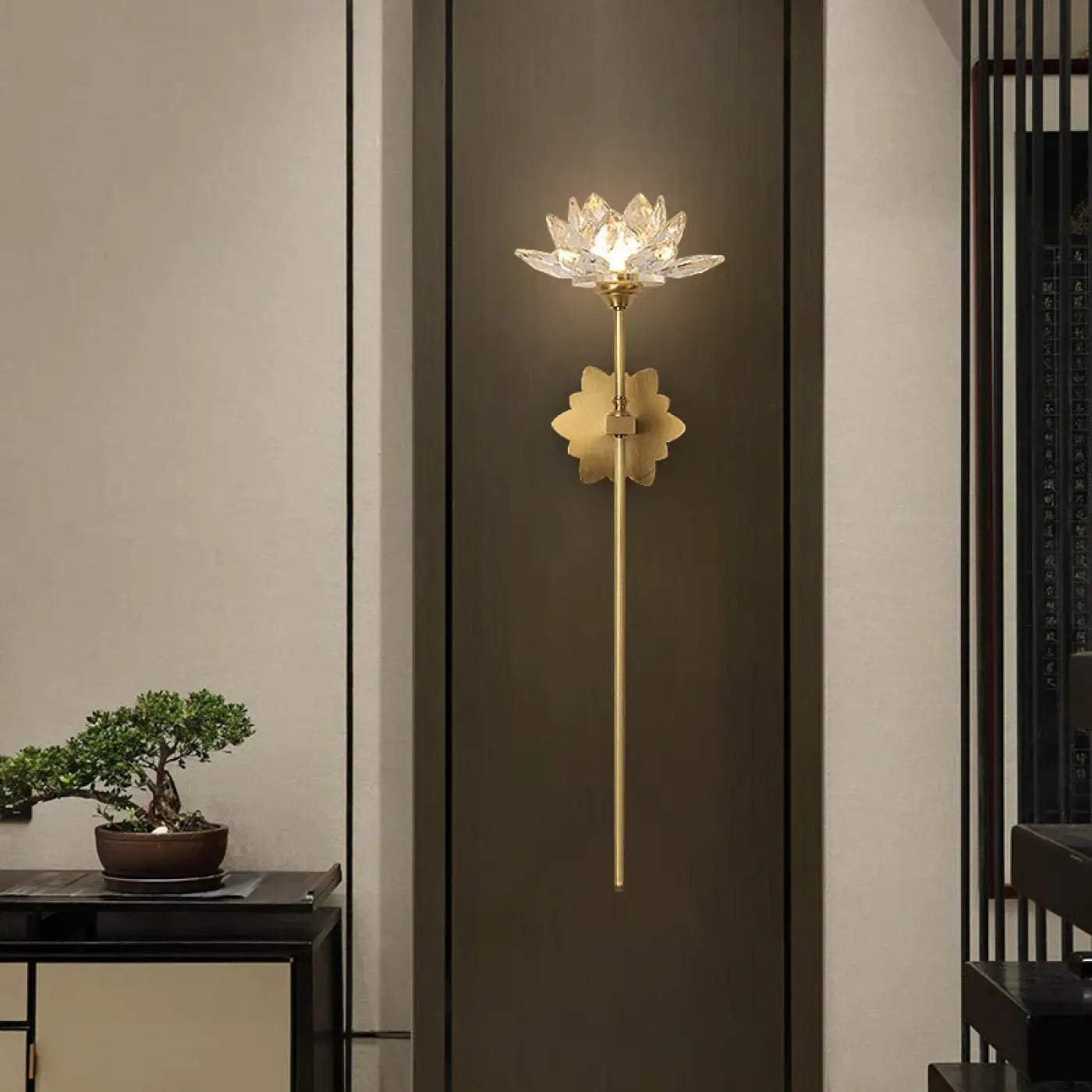 Applique murale LED dorée lotus en aluminium Art Déco — vue 5