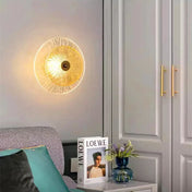 Applique murale LED dorée ronde en verre Art Déco — vue 3
