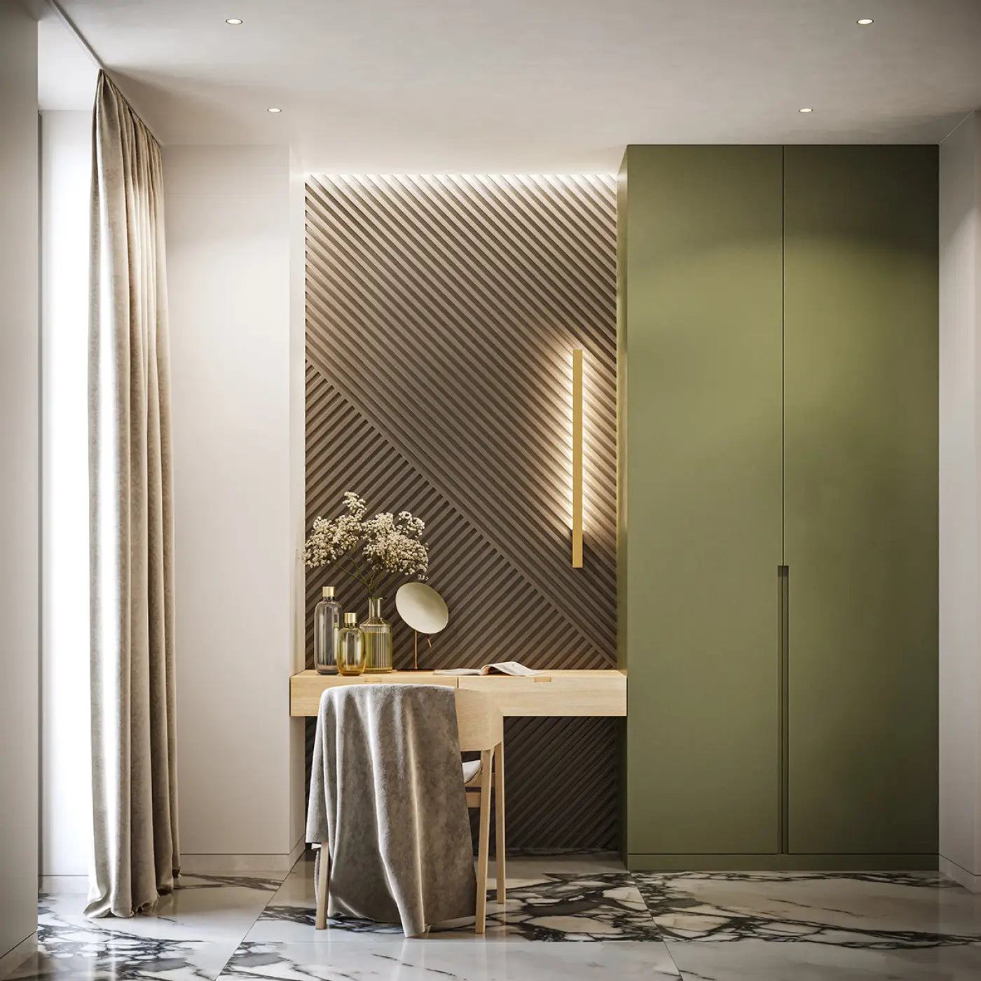 Applique murale LED dorée verticale minimaliste — vue 1