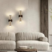 Applique murale LED double en bois et pierre scandinave — vue 3
