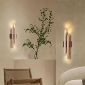 Applique murale LED double en marbre et bois clair — vue 4