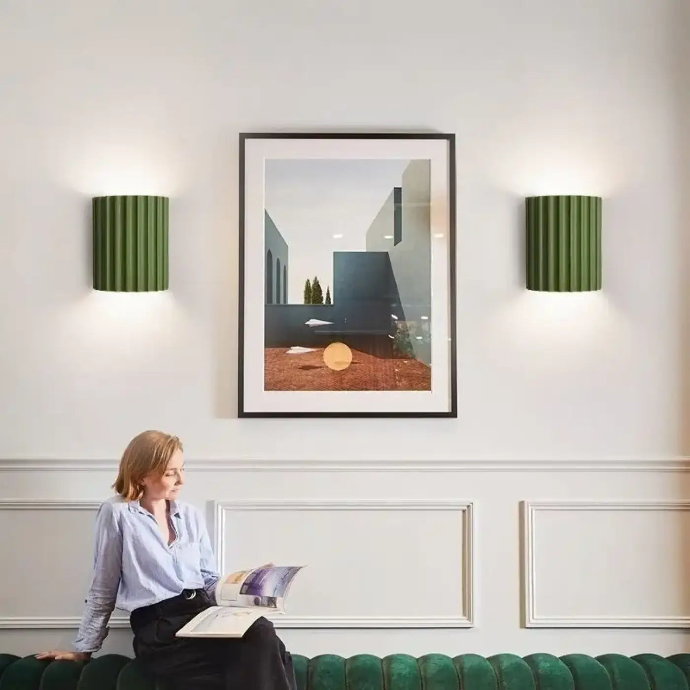 Applique murale LED double en résine colorée cannelée — vue 2