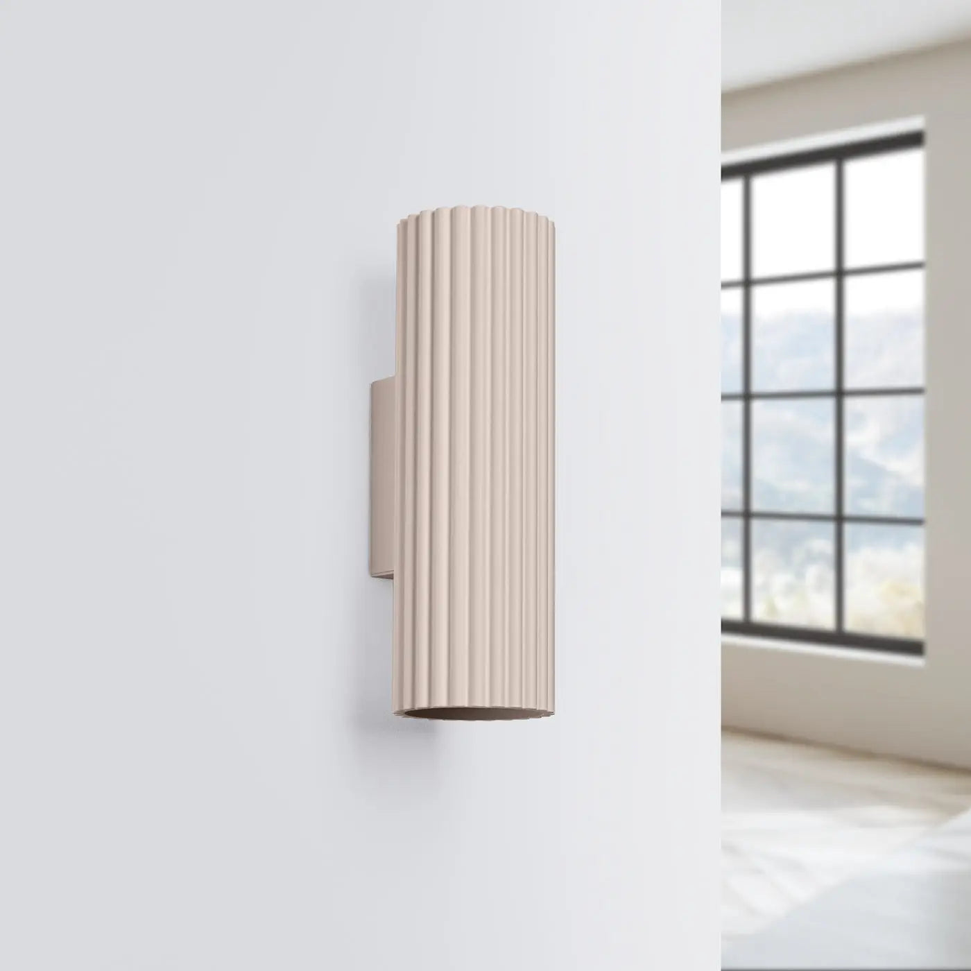 Applique murale LED double faisceau aluminium taupe cannelée — vue 2
