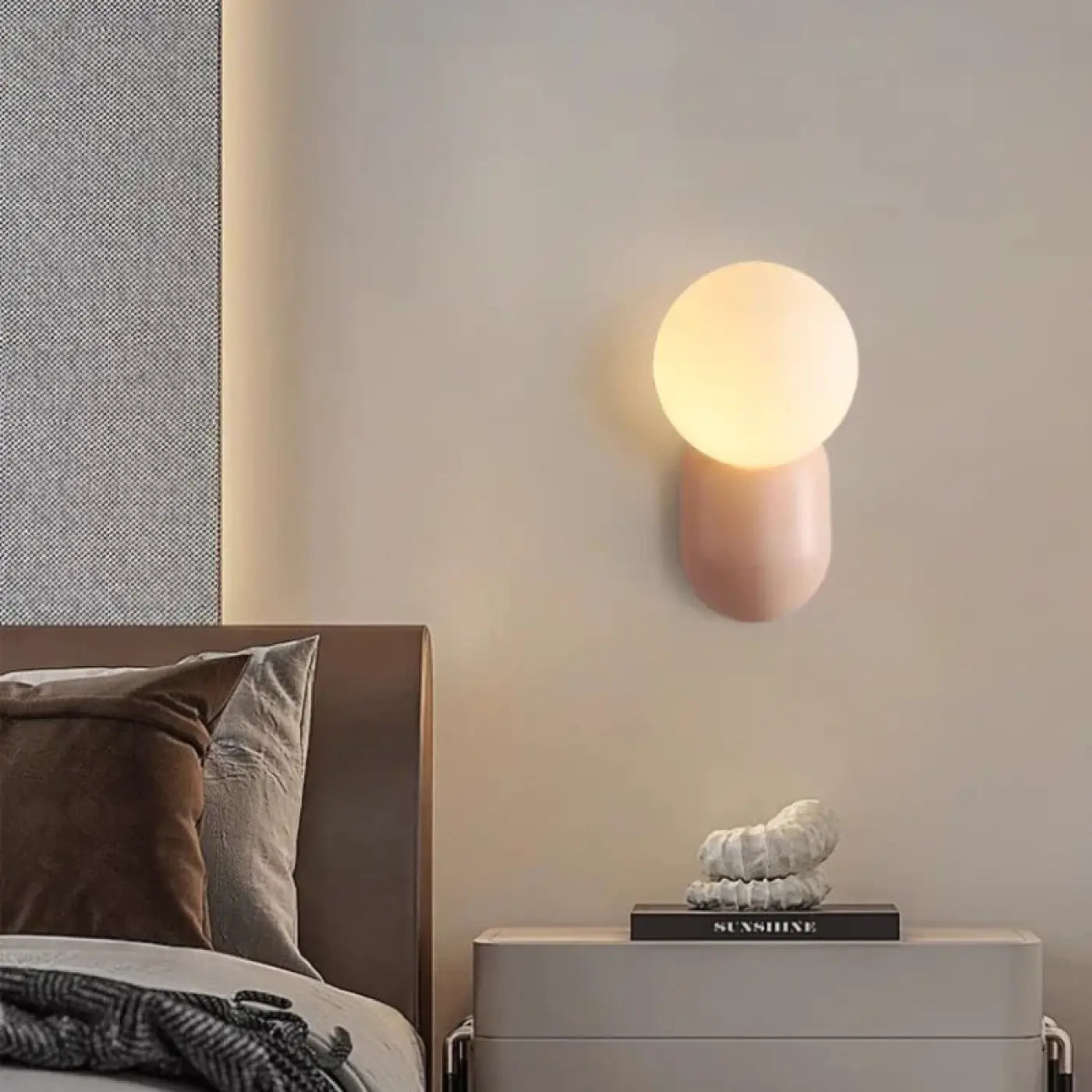 Applique murale LED double globe opale base colorée — vue 14