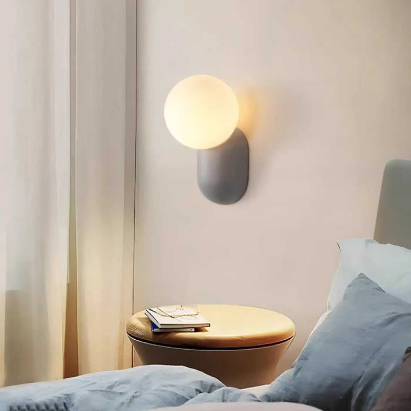 Applique murale LED double globe opale base colorée — vue 9