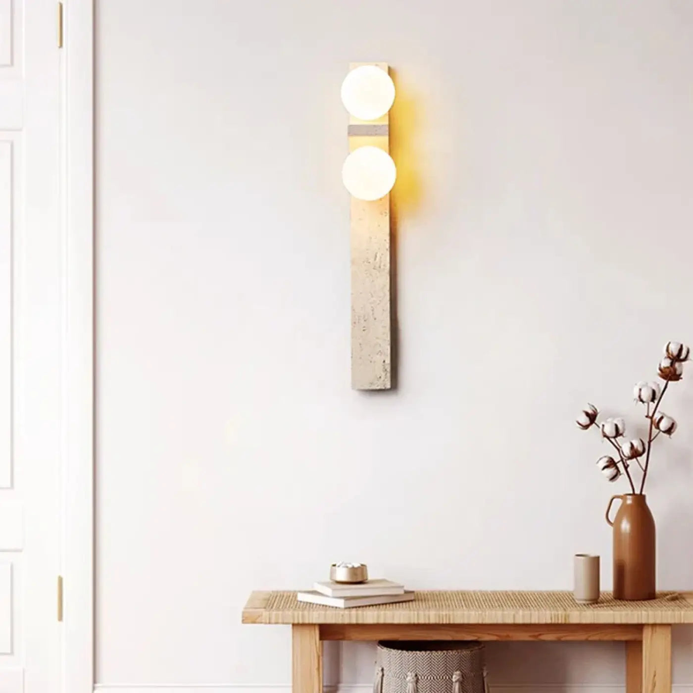 Applique murale LED double IP44 pierre beige — vue 2