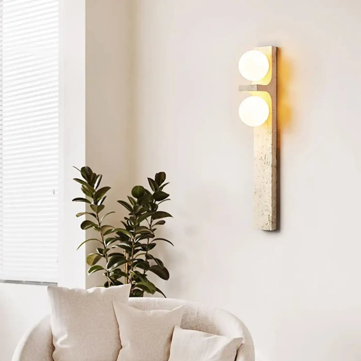 Applique murale LED double IP44 pierre beige — vue 4