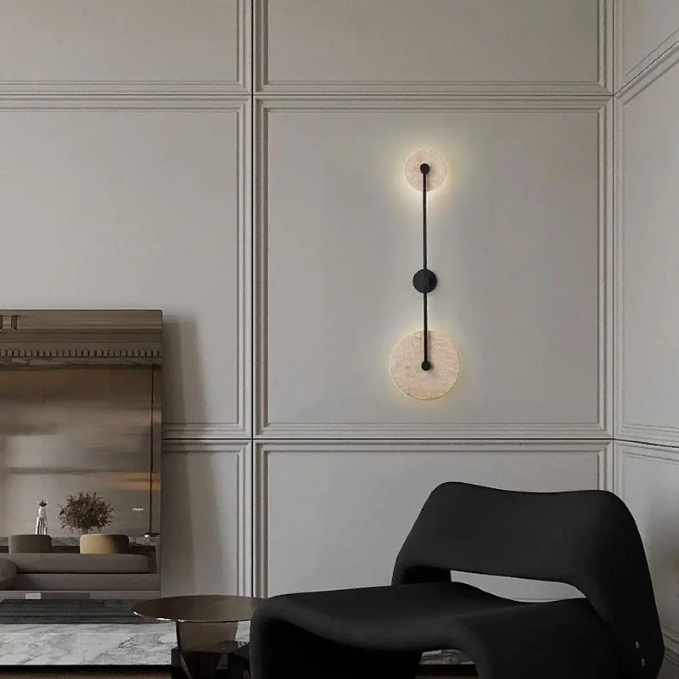 Applique murale LED double lumière dorée et noire — vue 2