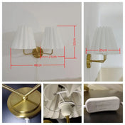 Applique murale LED double tissu plissé et métal doré — vue 3