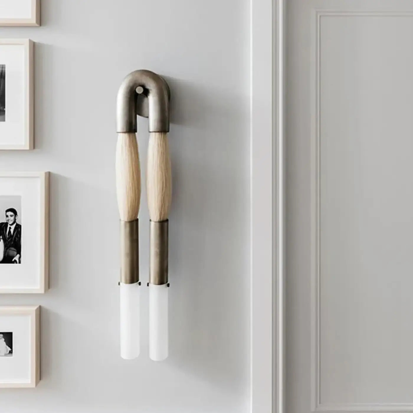 Applique murale LED double tube métal et tissu doré noir — vue 11