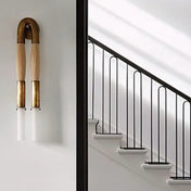 Applique murale LED double tube métal et tissu doré noir — vue 2