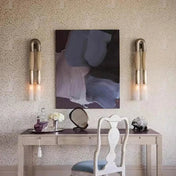 Applique murale LED double tube métal et tissu doré noir — vue 7