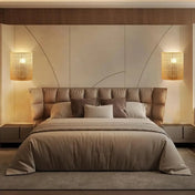 Applique murale LED en bambou courbé beige scandinave — vue 1