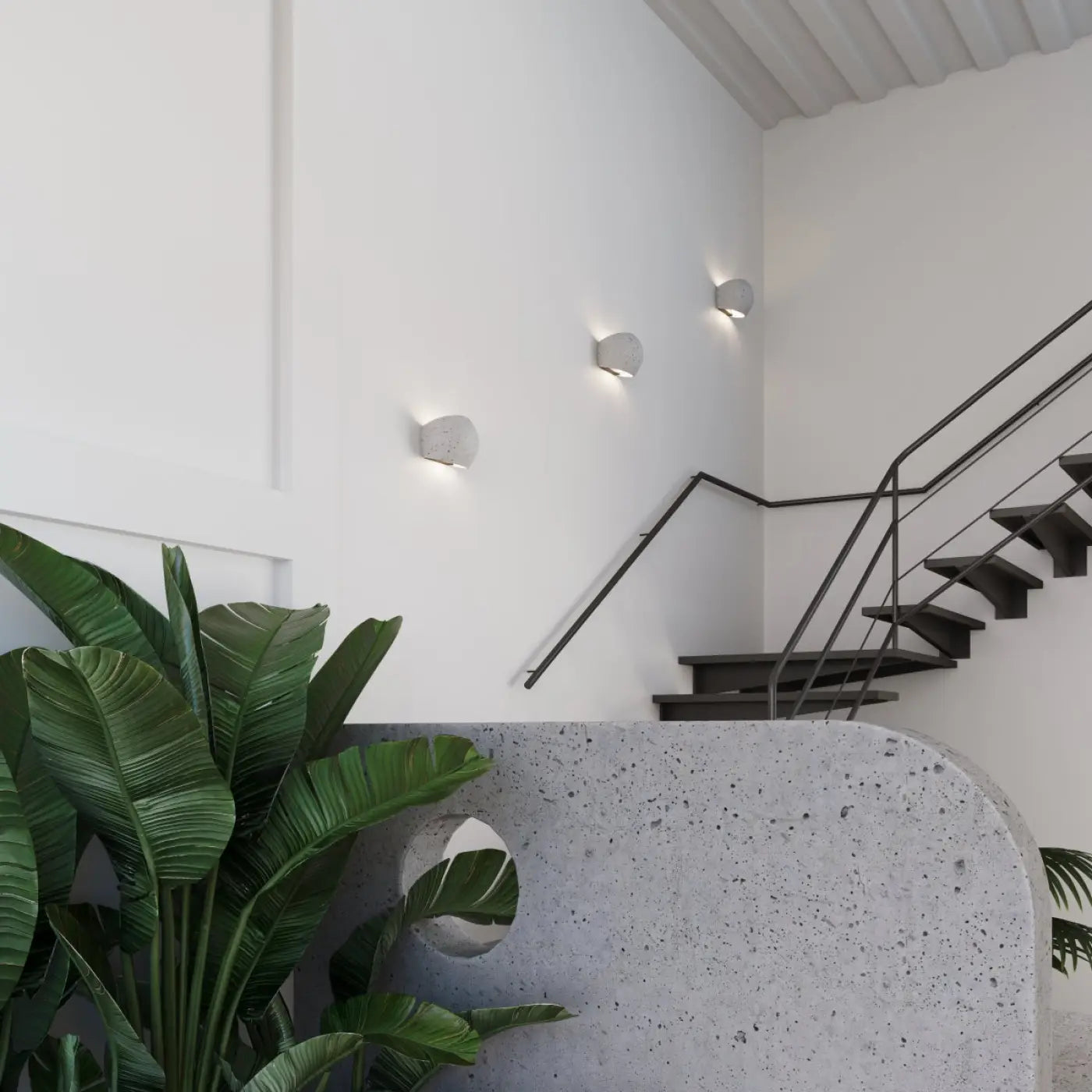 Applique murale LED en béton gris 2 lumières blanc chaud — vue 11