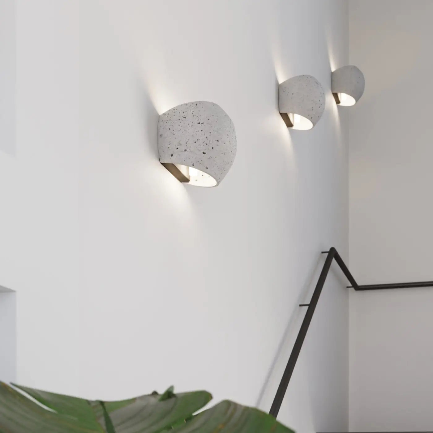 Applique murale LED en béton gris 2 lumières blanc chaud — vue 12