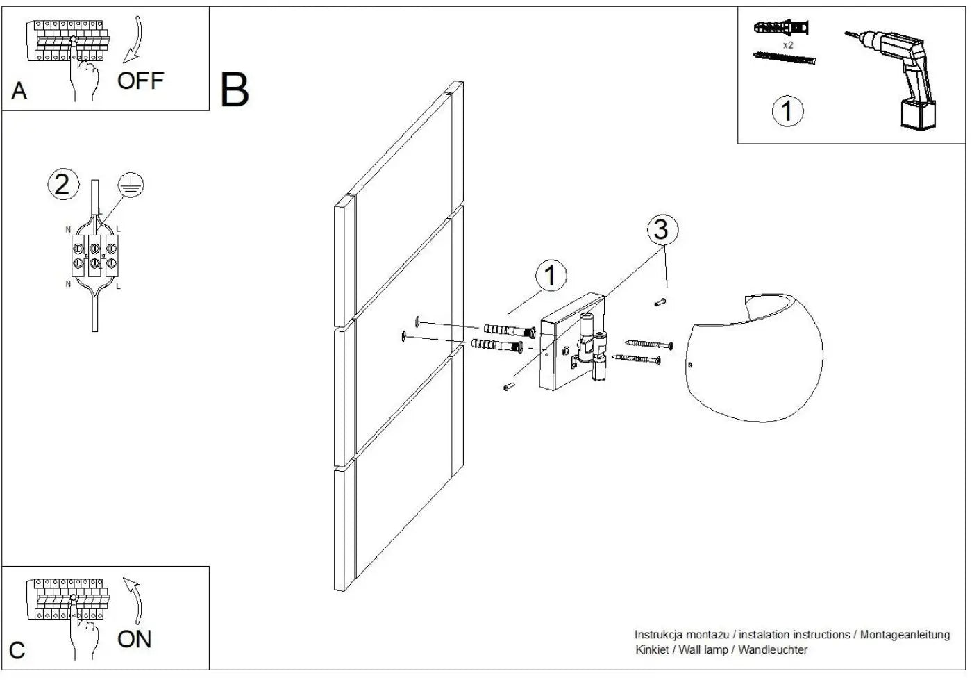 Applique murale LED en béton gris 2 lumières blanc chaud — vue 14