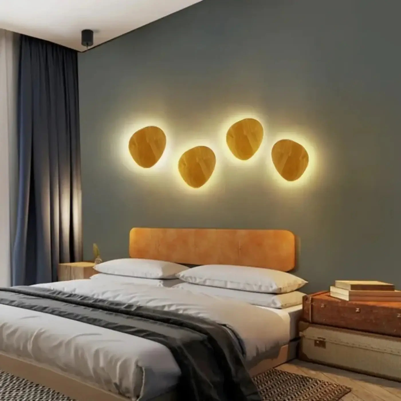 Applique murale LED en bois beige ronde ou ovale IP65 — vue 1