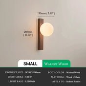 Applique murale LED en bois et boule de verre marron — vue 1
