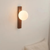 Applique murale LED en bois et boule de verre marron — vue 2