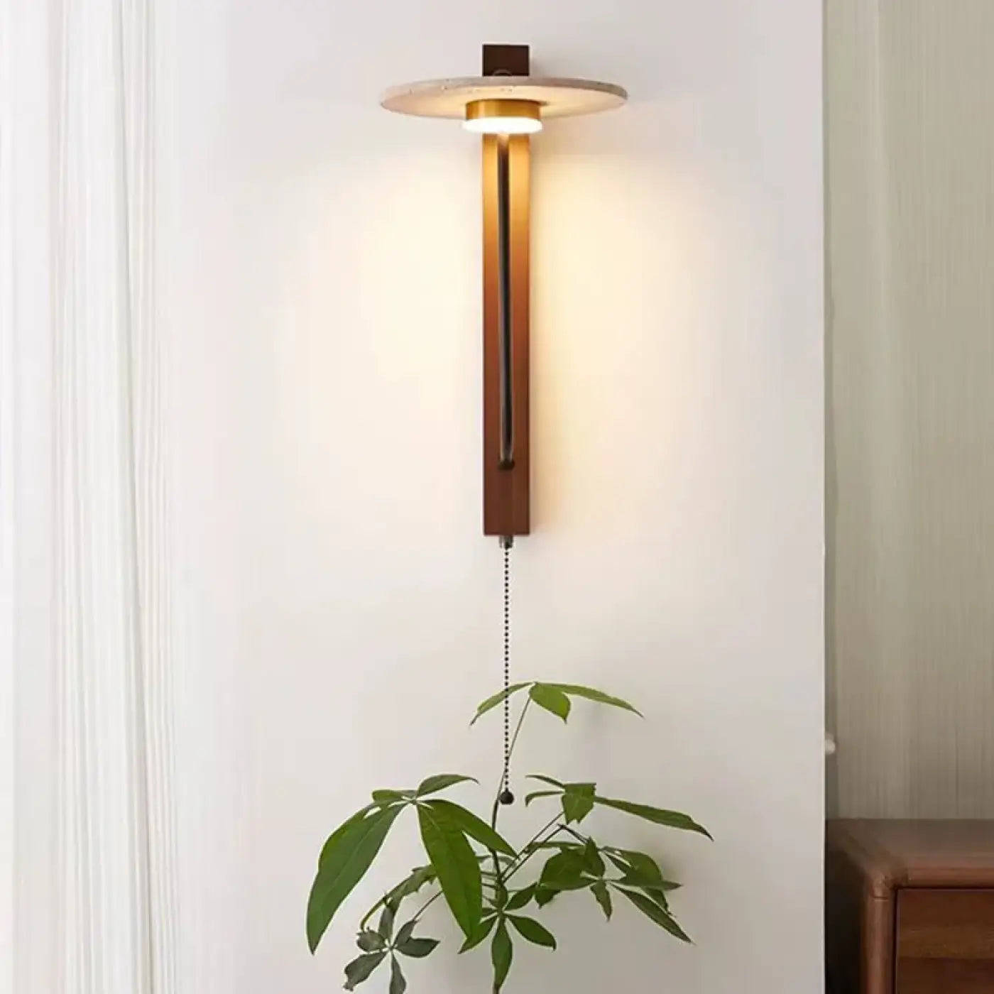Applique murale LED en bois et pierre style art déco — vue 2
