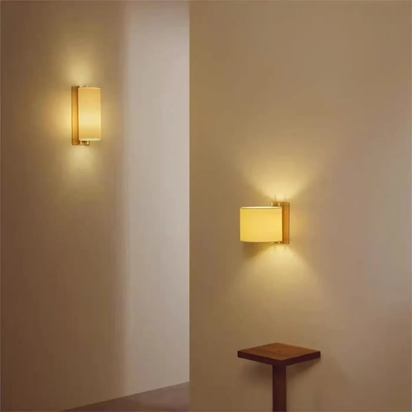 Applique murale LED en bois et tissu beige style scandinave — vue 3
