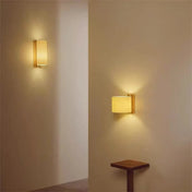 Applique murale LED en bois et tissu beige style scandinave — vue 3