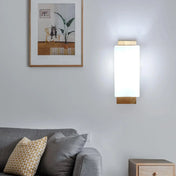 Applique murale LED en bois et verre beige minimaliste — vue 2