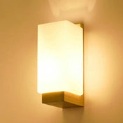 Applique murale LED en bois et verre beige minimaliste — vue 3