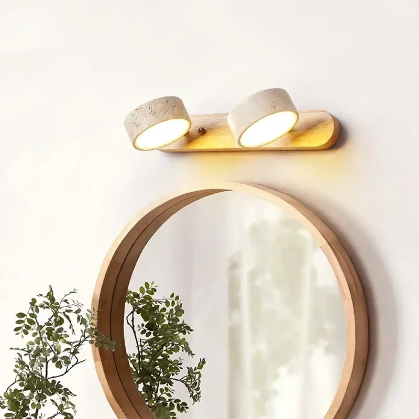 Applique murale LED en bois naturel à deux abat-jour — vue 1