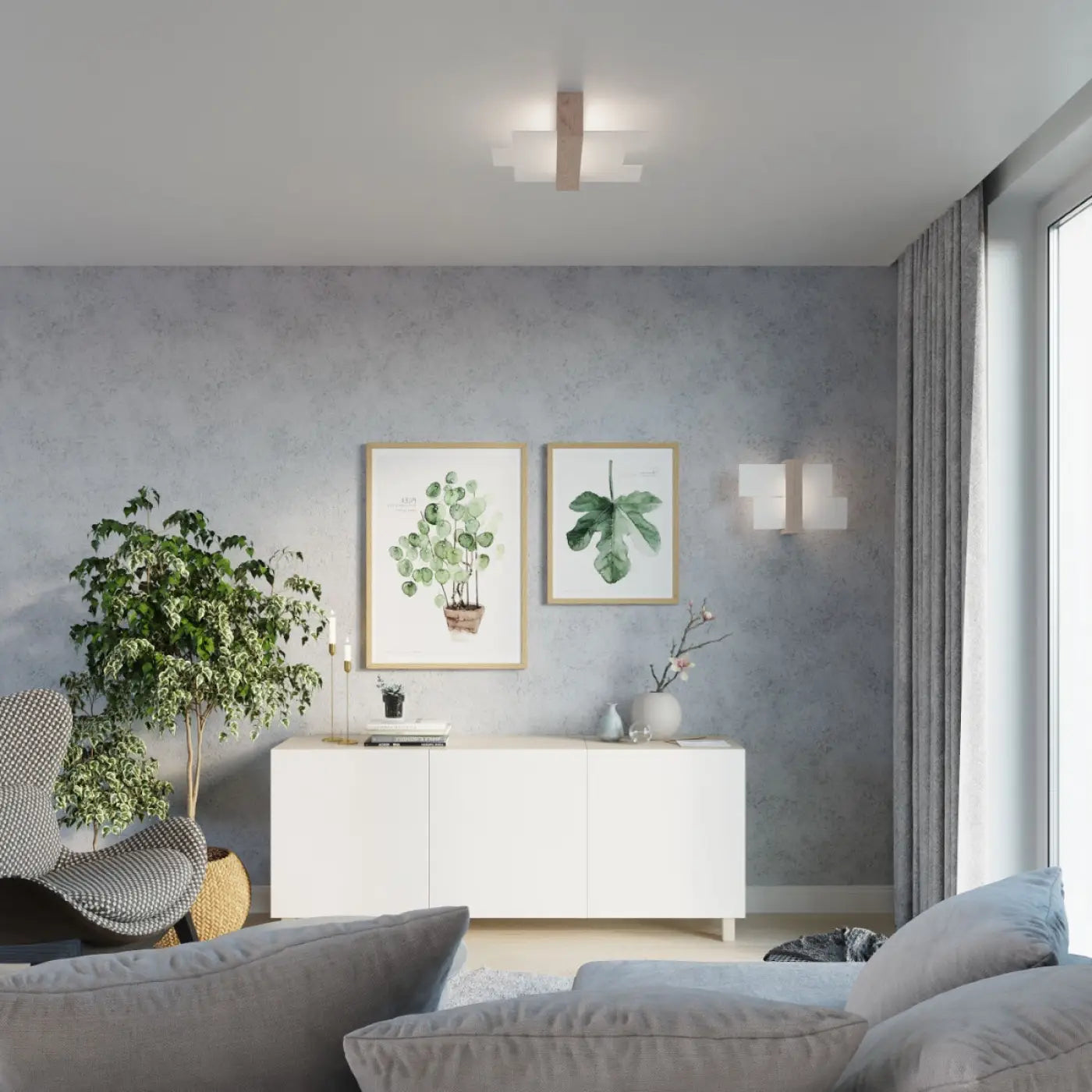 Applique murale LED en bois naturel et verre scandinave — vue 4