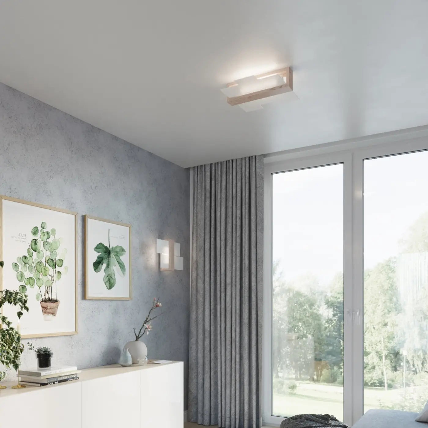 Applique murale LED en bois naturel et verre scandinave — vue 5