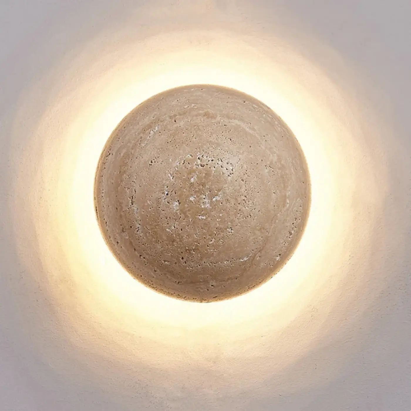 Applique murale LED marbre beige et bois scandinave — vue 2