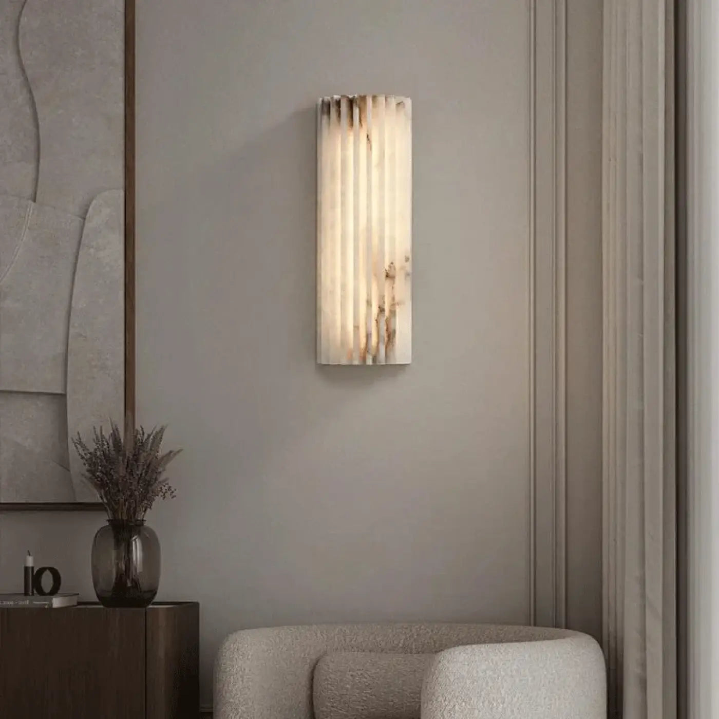 Applique murale LED en marbre blanc art déco à deux lumières — vue 2