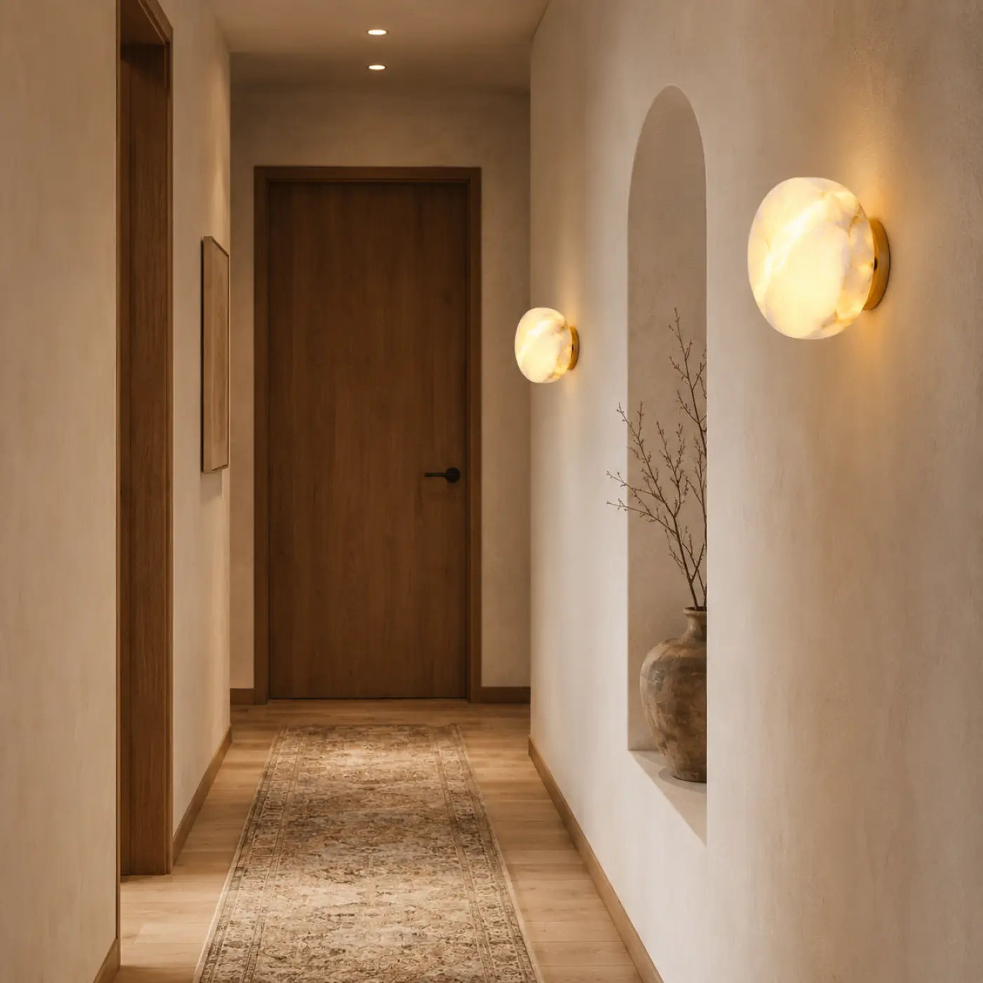Applique murale LED en marbre blanc et métal design — vue 1