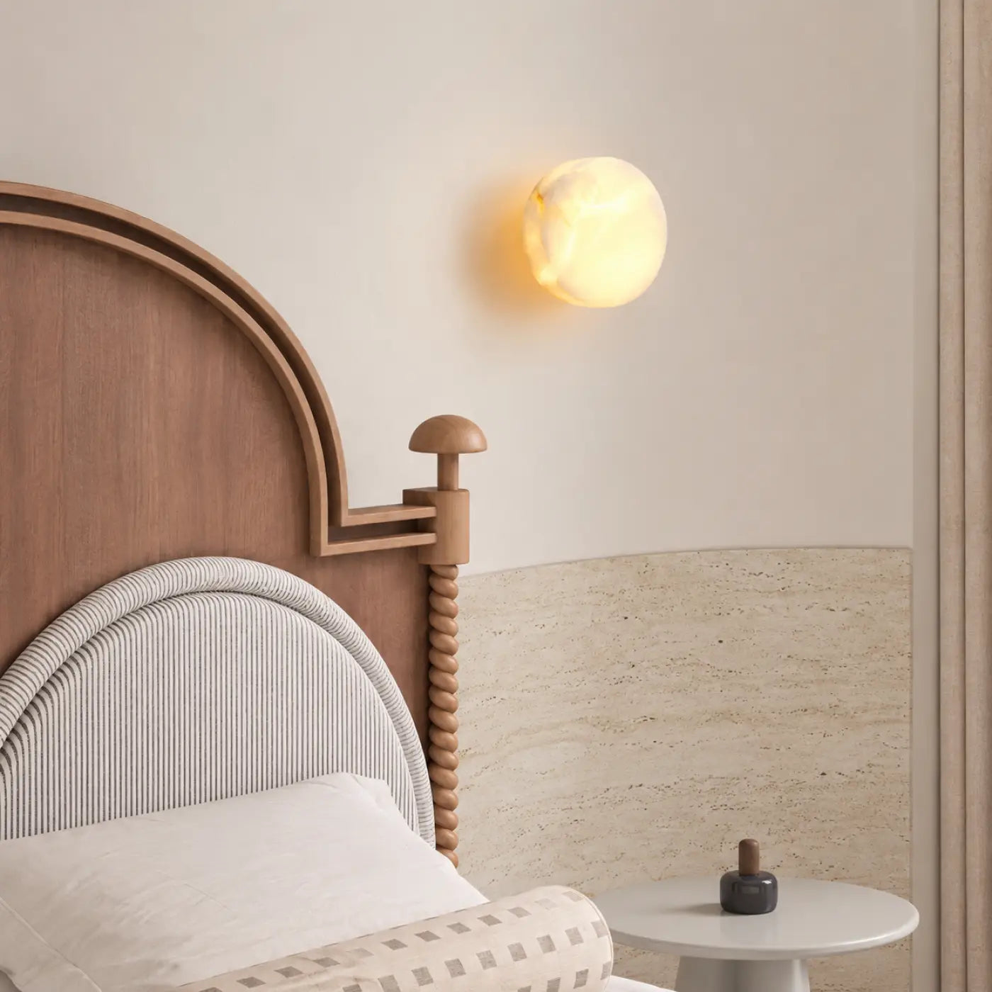 Applique murale LED en marbre blanc et métal design — vue 2