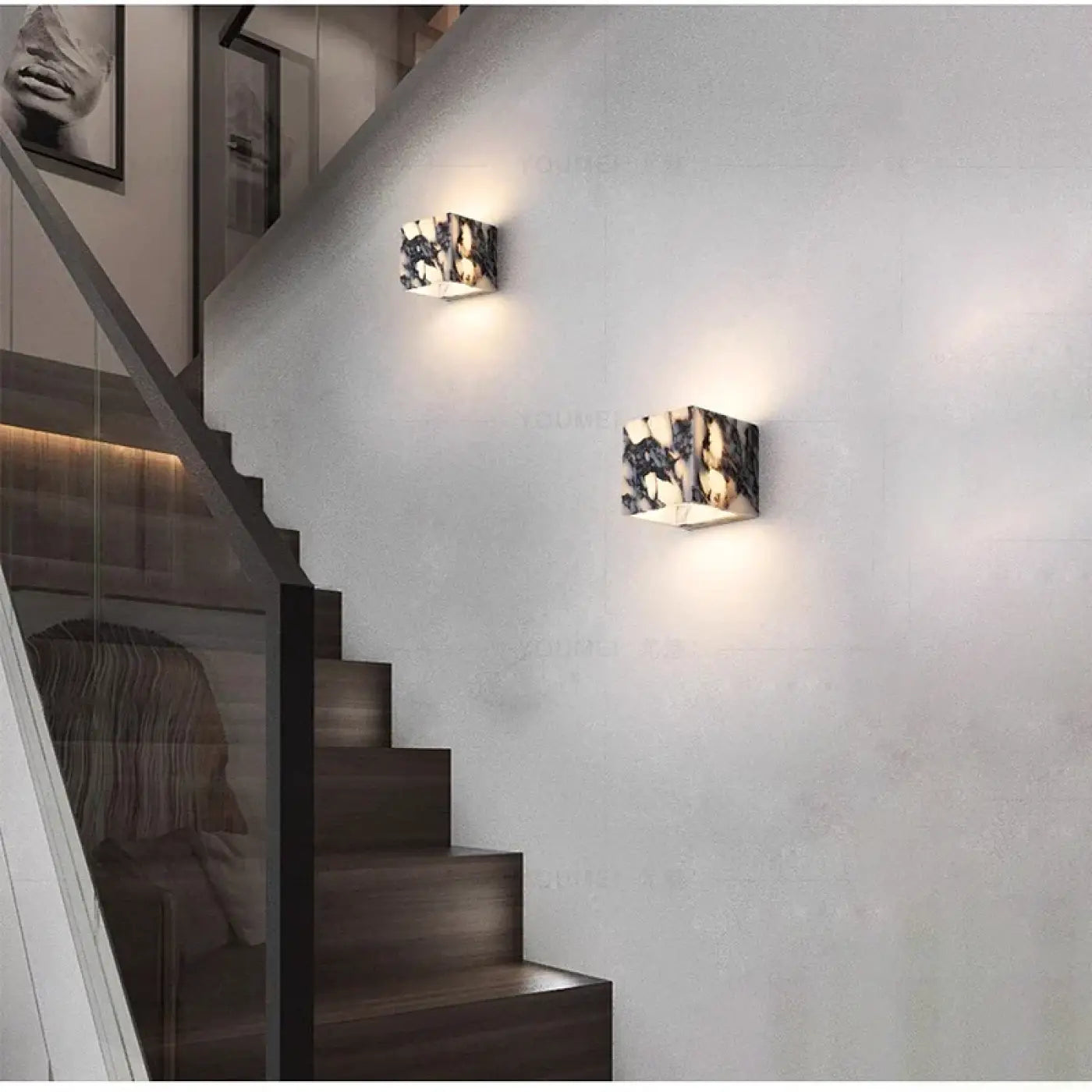 Applique murale LED en marbre blanc pour couloir — vue 2
